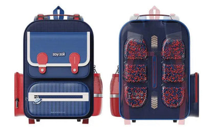 Mochila escolar Zoy Zoii azul y roja con tirantes ergonómicos