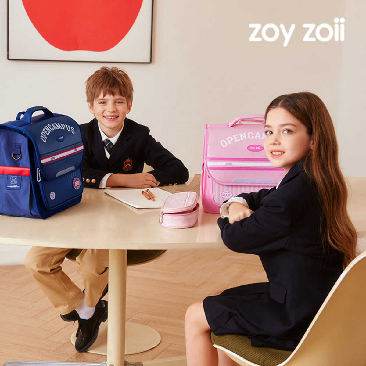Zoy Zoii mochila escolar rosa para niñas, modelo OpenCampus con diseño a rayas, estructura ergonómica y correas acolchadas, ideal para uso diario en la escuela primaria