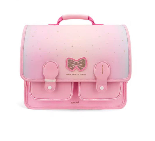 Zoy Zoii Mochila Escolar para Niñas B66 Lazo Rosa Estilo Retro y Comodidad Máxima para Niñas de 6 a 12 Años con Cierre Magnético y Asa Acolchada