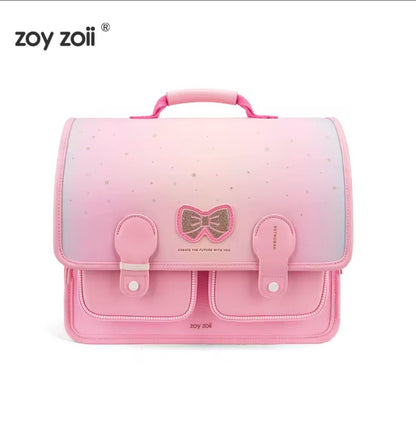 Zoy Zoii Mochila Escolar para Niñas B66 Lazo Rosa Estilo Retro y Comodidad Máxima para Niñas de 6 a 12 Años con Cierre Magnético y Asa Acolchada