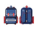 Zoy Zoii mochila escolar azul con detalles rojos, diseño clásico con bolsillos frontales, cremallera resistente y correas acolchadas, ideal para niños en la escuela primaria