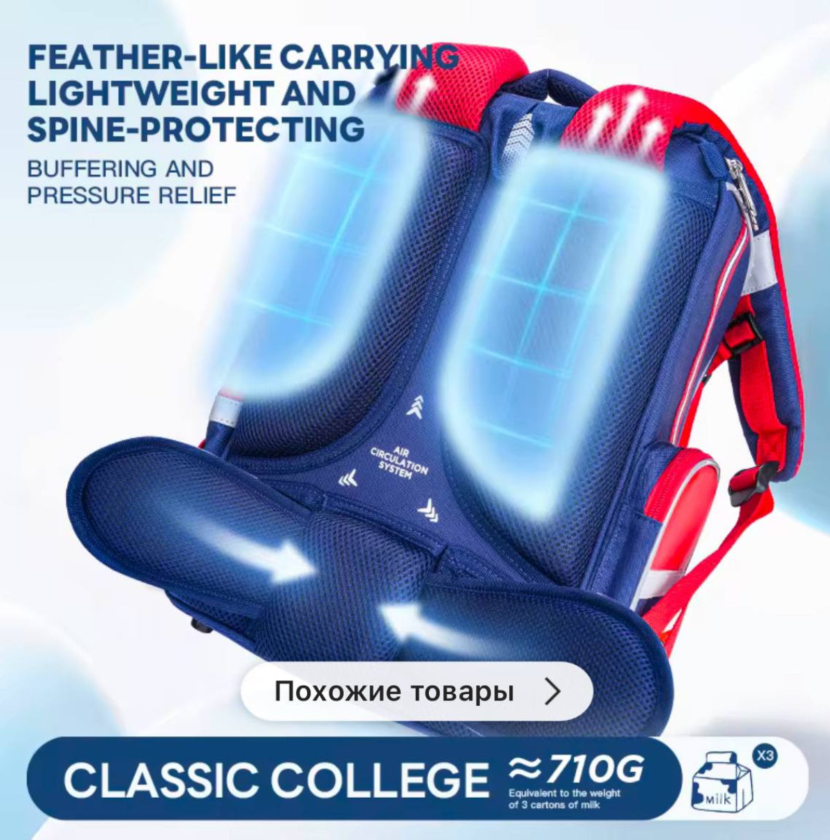 Zoy Zoii mochila escolar infantil azul y roja con diseño clásico, compartimentos amplios y tirantes acolchados para mayor comodidad, ideal para niños en primaria