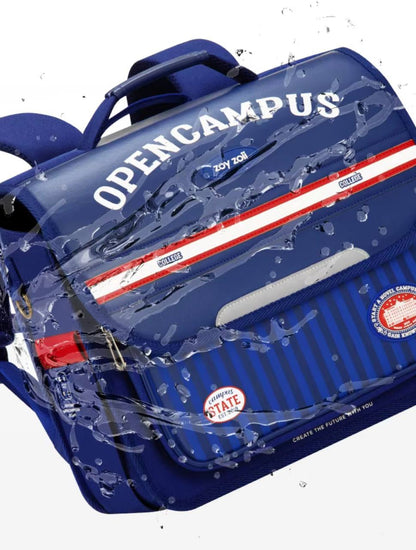 Zoy Zoii Mochila Escolar Infantil B59-B Opencampus Azul Estilo Vintage y Comodidad Total para Niños de 6 a 12 Años con Cierre Magnético y Bolsillos Laterales